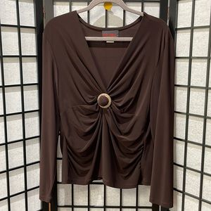Mr. Max, Brown Long Sleeve Top, SZ XL